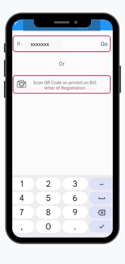 Enter the registration number of product in Bis Care App